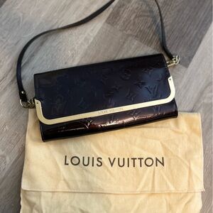 Louis Vuitton Vernis mini bag with shoulder strap, dark cherry red monogram